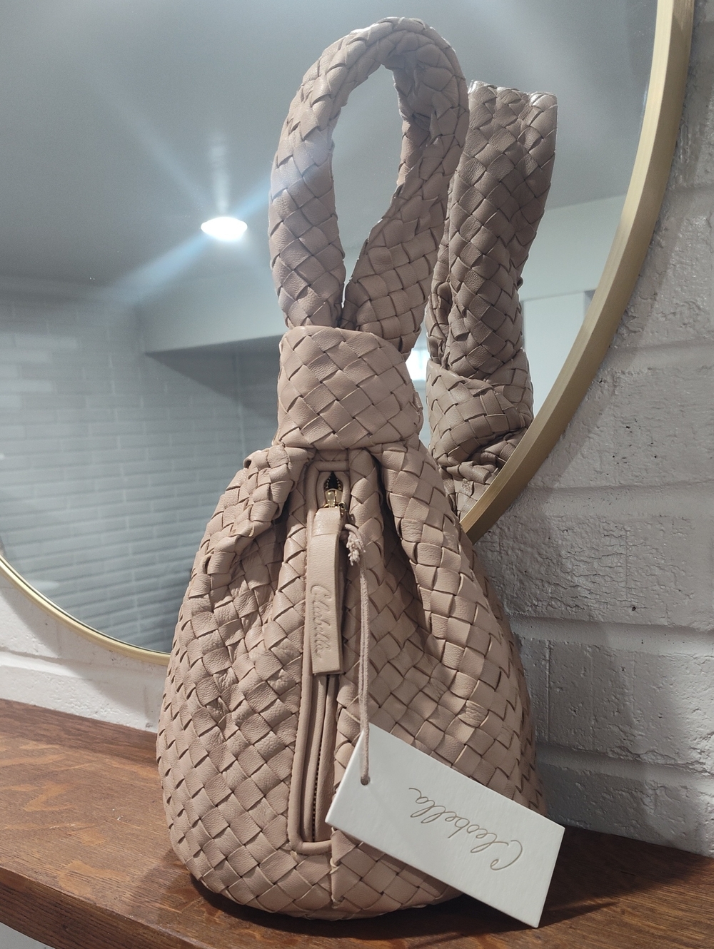 Cleobella Celine Woven Lamb Leather Top Knot Design Handbag - Picture 2 of 8